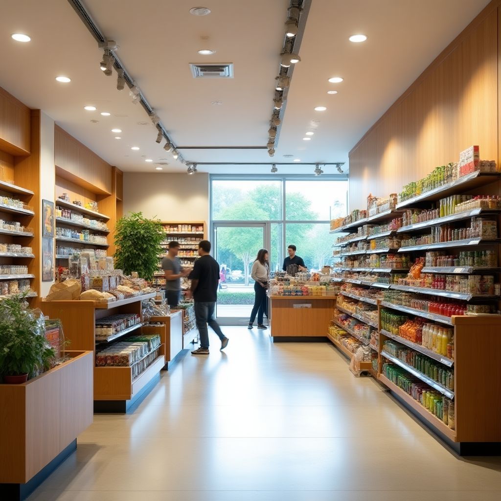 Interior de tienda de conveniencia modernizada